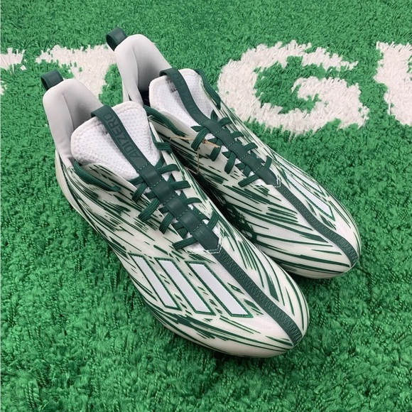 Adidas Adizero Football Cleats White Dark Green Men’s Size 11.5 NEW GZ6915 - Picture 3 of 4